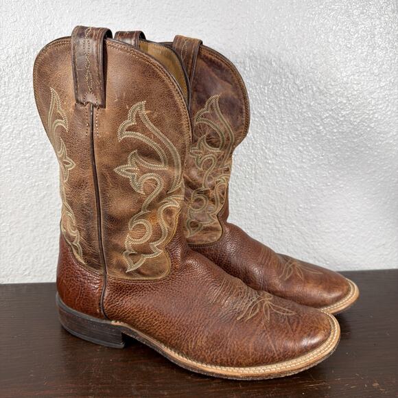 Tony Lama Men’s 7941 Cognac Conquistador 11 D Leather Western Cowboy Boots EUC
